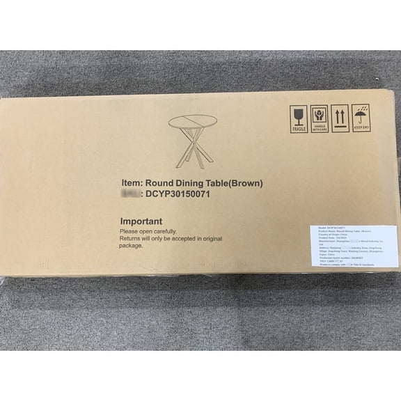 Round Brown Dining Table with Metal Legs / Adjustable Foot Pads for Uneven Surfaces