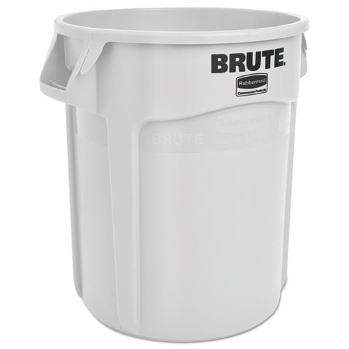Round Brute Office Waste Bin, Plastic, 20 gal, White | Bundle of 2 Each