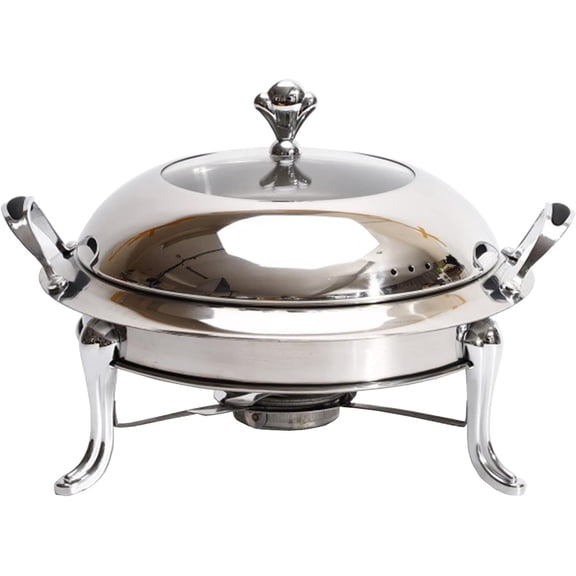 Round Buffet Chafer Stainless Steel Chafing Dish Dinner Serving Buffet Warmer Set With Visible Lid, Food Pan And Fuel Holder For Parties, Banquets