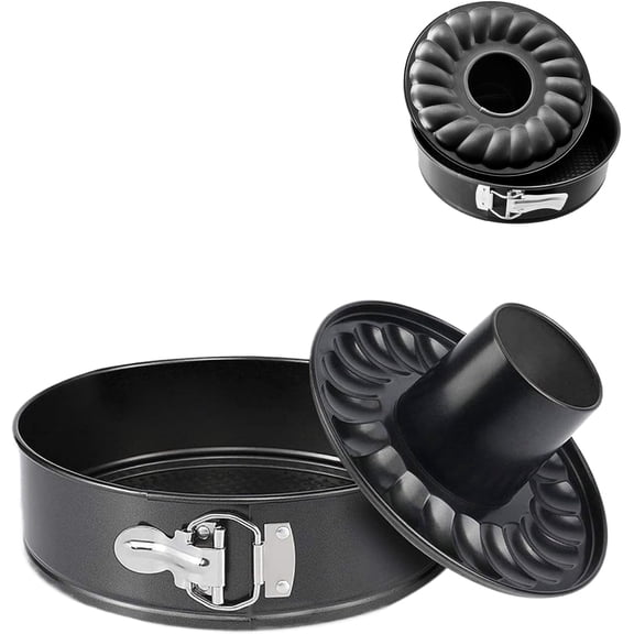 Yardley London Carbon Steel Non-stick Round Bundt Springform Cake Pan with Removable Bottom, Quick-Release Latch