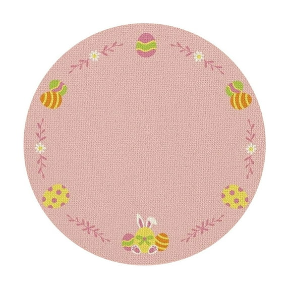 Round Bunny Easter Placemats,Rabbit Embroidered Place Mats,Spring Cute Rabbit Dinner Table Mat for Home Wedding Birthday Party Decor
