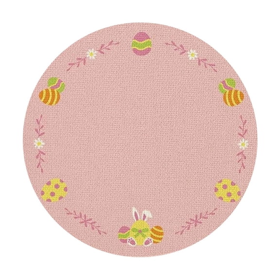 Round Bunny Easter Placemats,Rabbit Embroidered Place Mats,Spring Cute Rabbit Dinner Table Mat for Home Wedding Birthday Party Decor