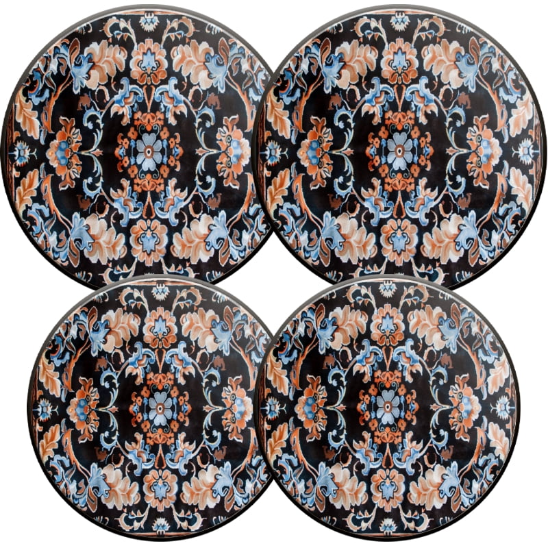 Round Burner Covers for Electric Stove, Bohemia Vintage Chic Floral Decorative Metal Stove Burner Cover Kits Set of 4 for Kitchen, 8 Inches and 10 Inches