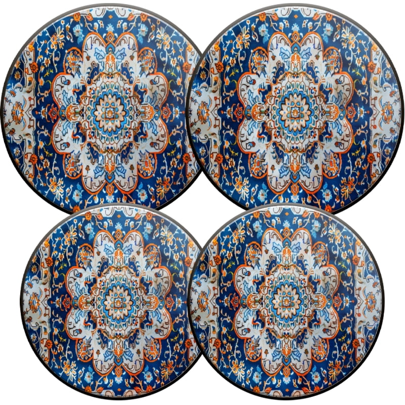 Round Burner Covers for Electric Stove, Vintage Bohemia Floral Pattern Metal Durable Stovetop Decor Gas Stove Burner Covers Set of 4 for Kitchen Accessories, 8 Inches and 10 Inches
