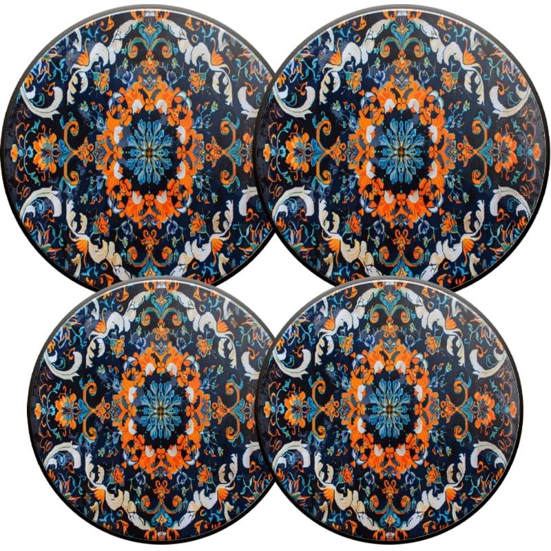 Round Burner Covers for Electric Stove, Vintage Boho Intricate Flowers Metal Stove Burner Covers Expands Counter Space Set of 4, 8 Inches and 10 Inches
