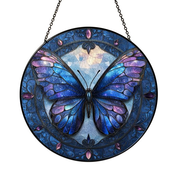 Round Butterfly Acrylic Suncatcher – Decorative Window Art