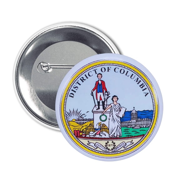 Round Button - Seal District of Columbia - USA | Wearable Souvenir Pin, Travel Memorabilia, Collectible Accessory