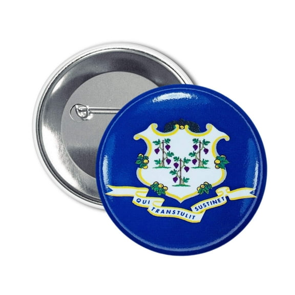 Round Button - State Flag Connecticut - USA | Wearable Souvenir Pin, Travel Memorabilia, Collectible Accessory
