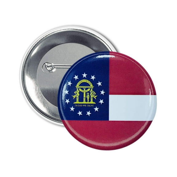 Round Button - State Flag Georgia - USA | Wearable Souvenir Pin, Travel Memorabilia, Collectible Accessory