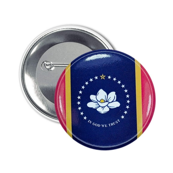 Round Button - State Flag Mississippi - USA | Wearable Souvenir Pin, Travel Memorabilia, Collectible Accessory