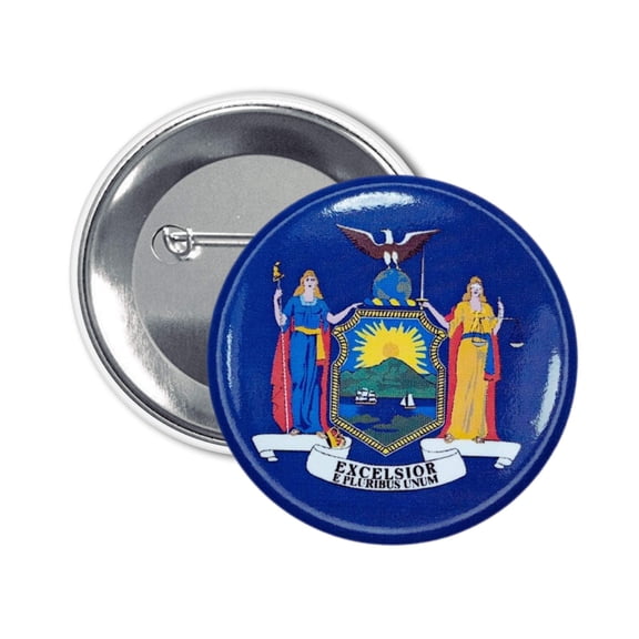 Round Button - State Flag New York - USA | Wearable Souvenir Pin, Travel Memorabilia, Collectible Accessory