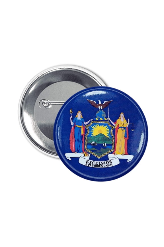Round Button - State Flag New York - USA | Wearable Souvenir Pin, Travel Memorabilia, Collectible Accessory