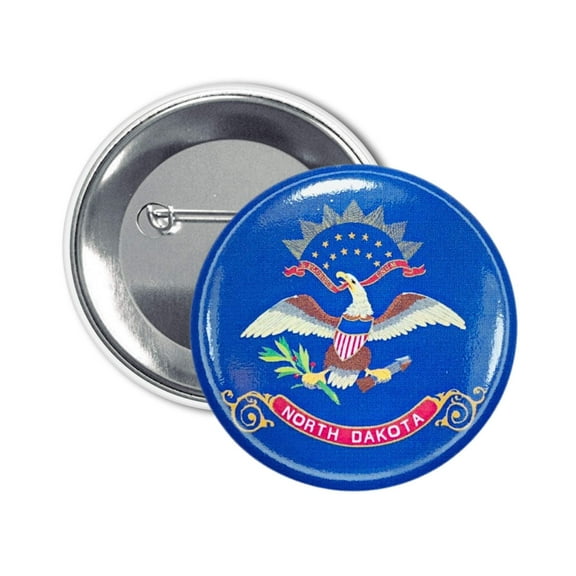 Round Button - State Flag North Dakota - USA | Wearable Souvenir Pin, Travel Memorabilia, Collectible Accessory