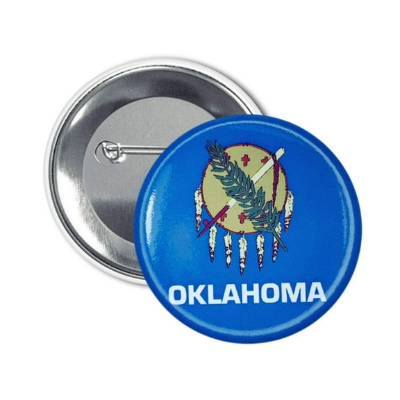 Round Button - State Flag Oklahoma - USA | Wearable Souvenir Pin, Travel Memorabilia, Collectible Accessory
