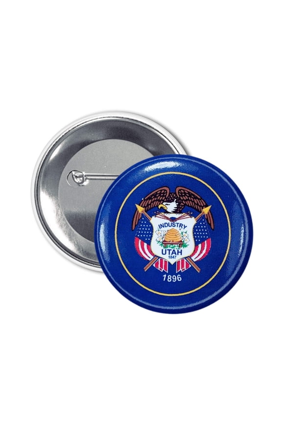 Round Button - State Flag Utah - USA | Wearable Souvenir Pin, Travel Memorabilia, Collectible Accessory