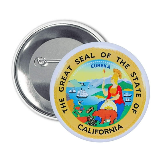 Round Button - State Seal California - USA | Wearable Souvenir Pin, Travel Memorabilia, Collectible Accessory