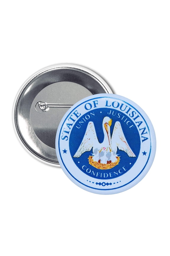 Round Button - State Seal Louisiana - USA | Wearable Souvenir Pin, Travel Memorabilia, Collectible Accessory