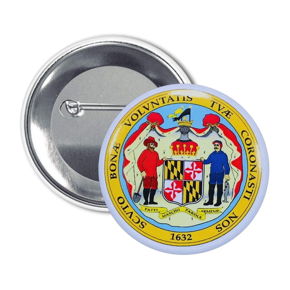 Round Button - State Seal Maryland - USA | Wearable Souvenir Pin, Travel Memorabilia, Collectible Accessory