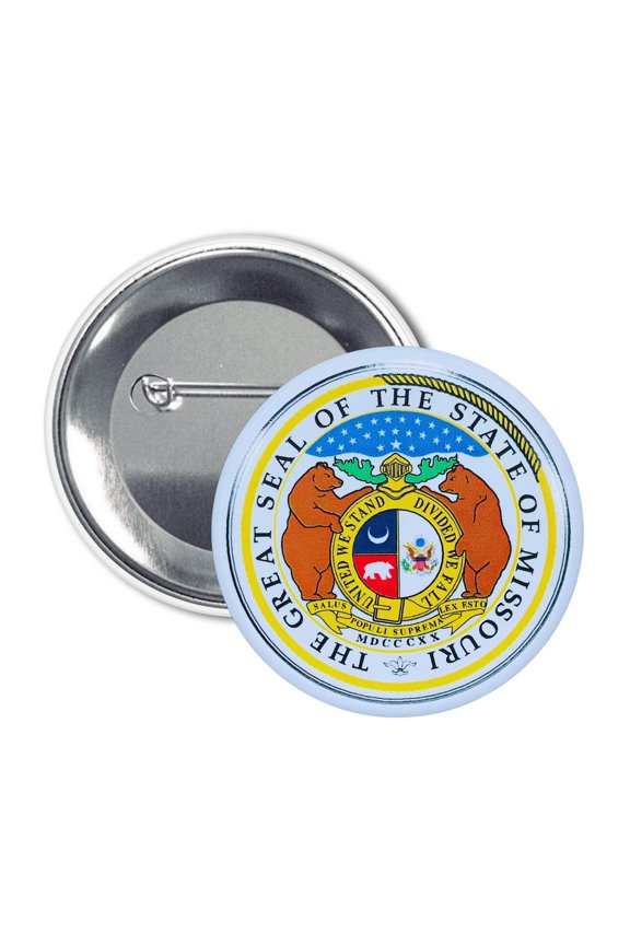 Round Button - State Seal Missouri - USA | Wearable Souvenir Pin, Travel Memorabilia, Collectible Accessory
