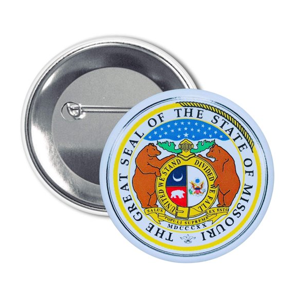 Round Button - State Seal Missouri - USA | Wearable Souvenir Pin, Travel Memorabilia, Collectible Accessory
