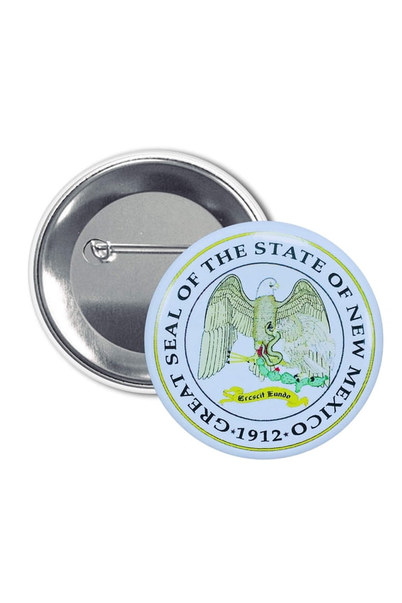 Round Button - State Seal New Mexico - USA | Wearable Souvenir Pin, Travel Memorabilia, Collectible Accessory