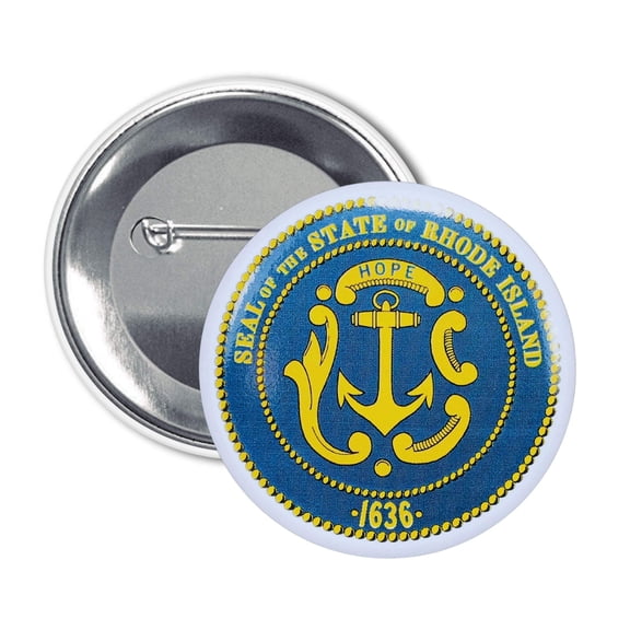 Round Button - State Seal Rhode Island - USA | Wearable Souvenir Pin, Travel Memorabilia, Collectible Accessory