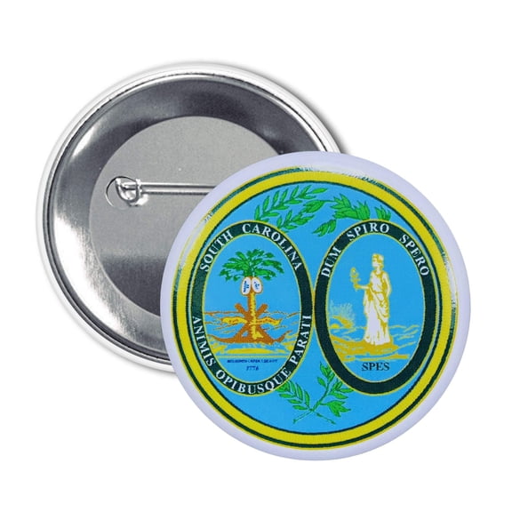 Round Button - State Seal South Carolina - USA | Wearable Souvenir Pin, Travel Memorabilia, Collectible Accessory