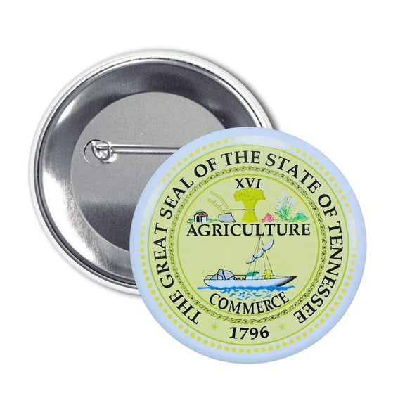 Round Button - State Seal Tennessee - USA | Wearable Souvenir Pin, Travel Memorabilia, Collectible Accessory