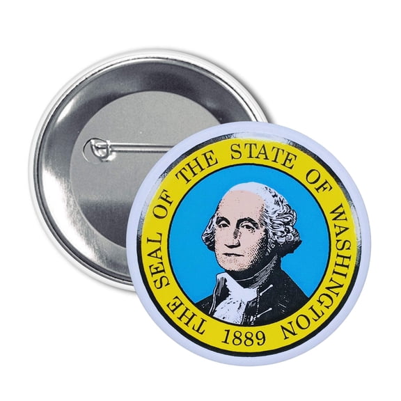 Round Button - State Seal Washington - USA | Wearable Souvenir Pin, Travel Memorabilia, Collectible Accessory