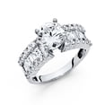 thumbnail image 1 of Round CZ Engagement Ring 14k White Gold Anniversary Wide CZ Band Bridal Ring Side Stones Size 7, 1 of 1