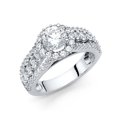 thumbnail image 1 of Round CZ Halo Engagement Ring 14k White Gold Anniversary Solitaire CZ Bridal Band Side Stones Size 5, 1 of 1