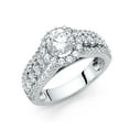 thumbnail image 1 of Round CZ Halo Engagement Ring 14k White Gold Anniversary Solitaire CZ Bridal Band Side Stones Size 6, 1 of 1