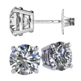 thumbnail image 1 of Round CZ Stud Earrings Hypoallergenic & Sterling Silver Cubic Zirconia - 6.50mm (2.00cttw) Platinum Plated, 1 of 7