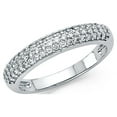 thumbnail image 1 of Round CZ Wedding Band 14k White Gold Bridal CZ Dome Band Anniversary CZ Ring Pave Set Solid Size 7, 1 of 1