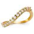 thumbnail image 1 of Round CZ Wedding Band 14k Yellow Gold Bridal CZ Curved Band Anniversary CZ Ring S Shaped Solid Size 9, 1 of 1