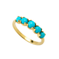 thumbnail image 1 of Round Cabochon Lab-Created Turquoise Half Eternity Five-Stone Wedding Band Ring in 925 Sterling Silver – Symbol of Love for Her, 1 of 5