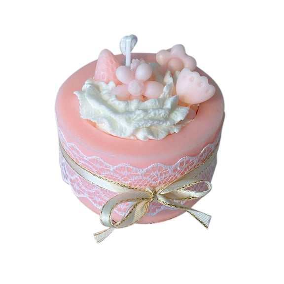 Round Cake Aromatherapy Candle Soy Wax Cupcake Holiday Gift Ornament Birthday Decor