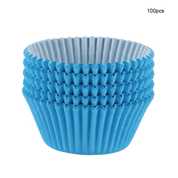 Round Cake Baking Cups Cupcake Liners Paper Mini Round Cake Cup 100PCS Mini Cupcake Liners Round Cake Baking Cups Muffin Cases Home Party Blue