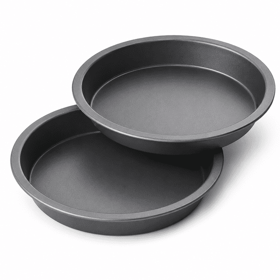 Round Cake Baking Pan Set, 8 Inch, Nonstick Shallow Layer Cake Pans with Wide Grips, Circle Pizza and Cookie Baking Tins, 2 Pieces