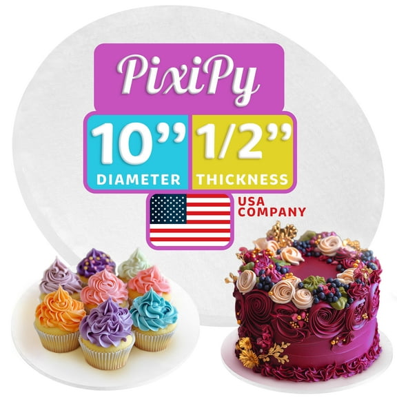 Round Cake Base, 10" White, Cake Decorating Drum for Dessert Display by PixiPy