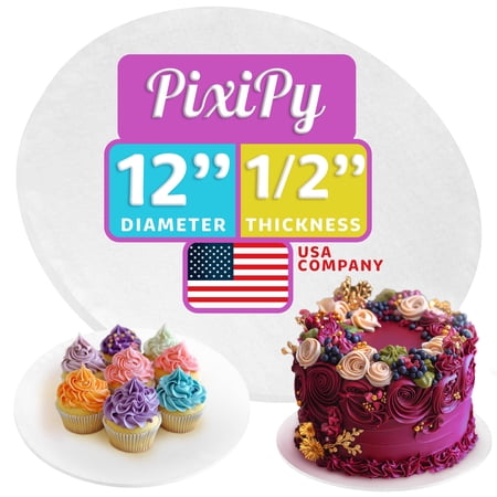 Round Cake Base, 12" White, Cake Decorating Drum for Dessert Display by PixiPy