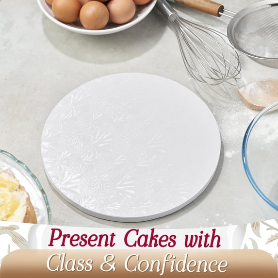 Round Cake Boards - Sturdy 1/2 Thick Cake Drums - 12 Inch Professional Base Para Pastel Smooth Straight Edges White 12-Pack