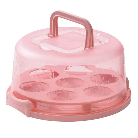 Round Cake Carrier with Lid, 10-Inch Portable Cake Holder & Cupcake Container, BPA-Free Cake Storage Box with Handles, Two-Sided Base for Dessert Cookies Nuts and Fruits