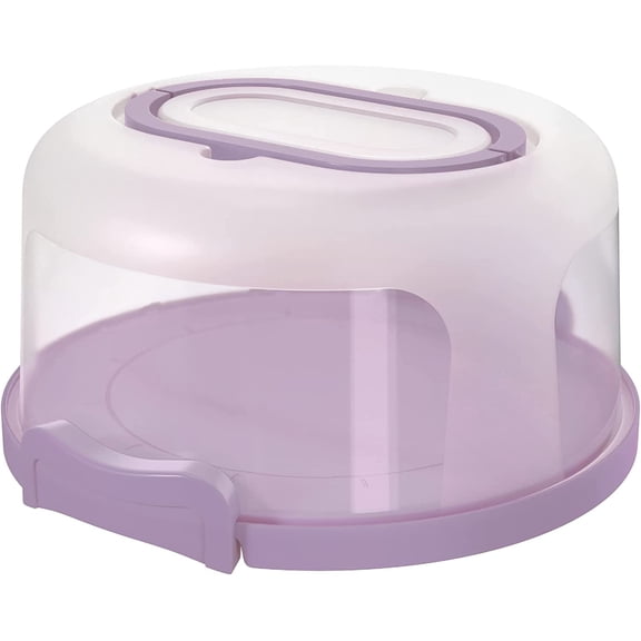 Round Cake Carrier Two Sided Cake Holder Serves as Five Section Serving Tray, Portable Cake Stand Fits 10 inch Cake, Cake Box Comes With Handle, Cake Container Holds Pies (Lilac)