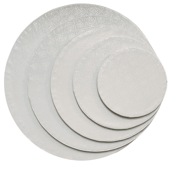 Round Cake Drums 8 Inches Pack of 6 - Rigid and Sturdy 1/2 Inch Thick Ribbon Wrapped Edges (6, White)