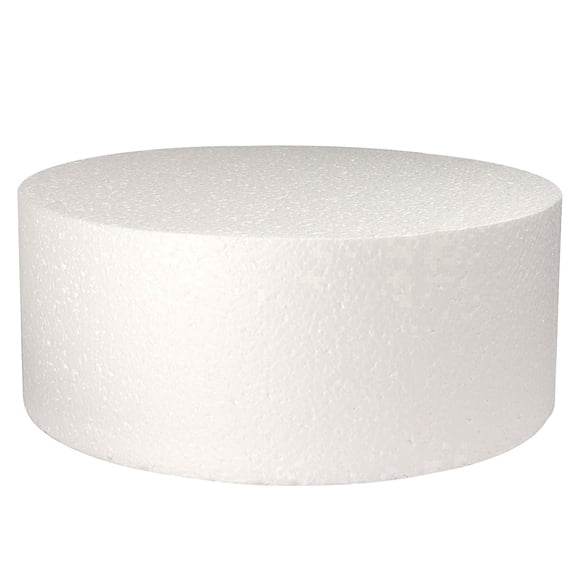 Round Cake Dummy Styrene, 12" x 4", White Foam Display for Cake Decorating Practice and Bakery Window Displays