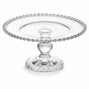 ABCISI Glass Cake Stand, 7.67 in Round Pedestal Serving Tray with Beaded Rim, Clear Dessert Display Plate for Cakes, Cupcakes, Fruit, Candy, Snacks, Parties and Table Decor