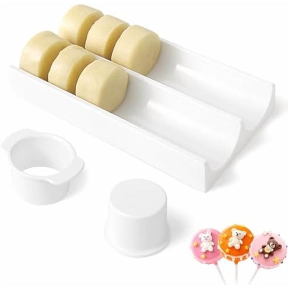 Round Cake Pop Mold with 9-Inch Tray, Plastic Cake Pop Cutter and Pusher, Baking Molds for Home Baking, Birthday Parties, Wedding Desserts