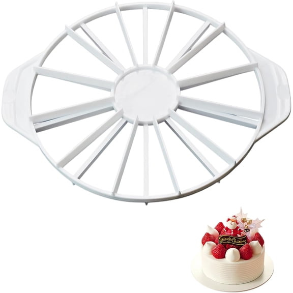 Round Cake Portion Marker Double Sided Divider for 10/12 Equal Slices, 10.5 Inch Pie Slicer Cutter Guide for Cheesecake Desserts, White