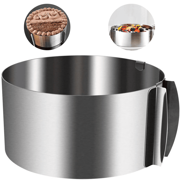 Round Cake Ring Mold, Stainless Steel 6 to 12 Inch Dessert Mousse Molds  with Pusher & Lifter Cooking Rings
